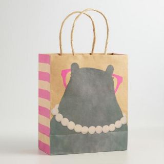 Medium Hippo Kraft Gift Bags, Set of 2