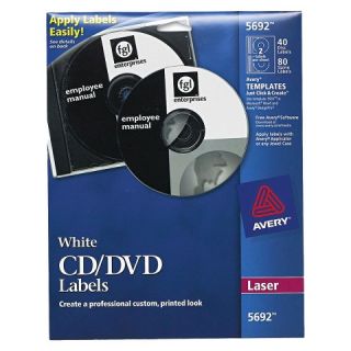 Matte Laser CD/DVD Labels   White (40 Per Pack)
