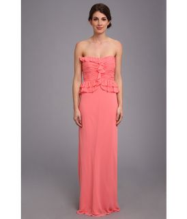 donna morgan sweetheart long gown with peplum top dress pink coral