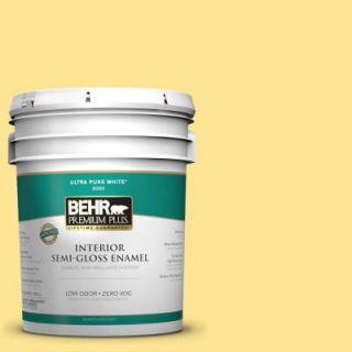 BEHR Premium Plus 5 gal. #390B 4 Chilled Lemonade Zero VOC Semi Gloss Enamel Interior Paint 340005