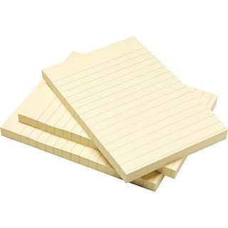 4 x 6 Stickies Recycled Line Ruled Notes, 100 Sheets/Pad, Yellow, 5/Pack (S 46YR5)