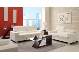 Homelegance Vernon 5 Piece Living Room Set in White Leather