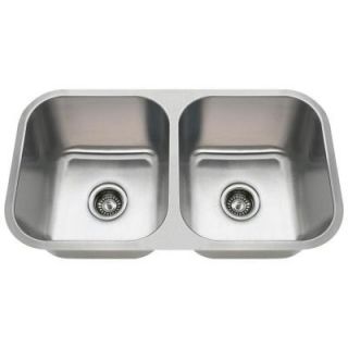 Polaris Sinks Undermount Stainless Steel 32 in. Double Bowl Kitchen Sink PA8123