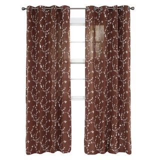 Inas Embroidered Curtain Panel   84   Chocolate