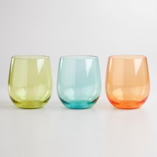 Colored Acrylic Stemless Tumblers, Set of 3