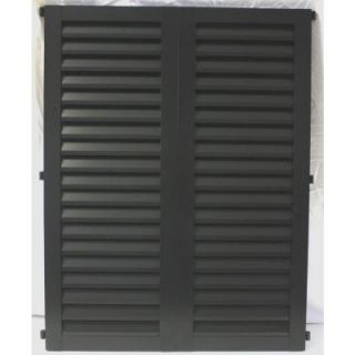 POMA 40 in. x 39.75 in. Black Colonial Louvered Hurricane Shutters Pair 8002 cdbl 001