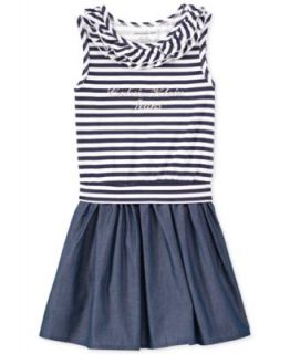 Calvin Klein Little Girls Striped Chambray Dress