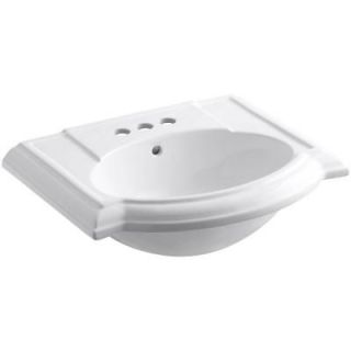 KOHLER Devonshire Vitreous China Pedestal Bathroom Sink Basin in White with Overflow Drain K 2287 4 0