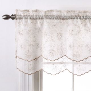 Reese Embroidered Sheer Layered Valance, 55" x 17"