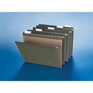 Recycled Reinforced Hanging File Folders, 5 Tab, Letter, Standard Green, 25/Box (16403)