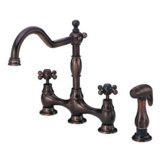 Danze Opulence 2 Handle Kitchen Faucet with Veggie Spray in Oil Rubbed Bronze DISCONTINUED D404557RB