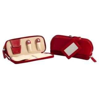 Bey   Berk Red Leather Jewelry Case with Mirror