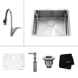 Kraus 16 Gauge Single Basin Undermount Stainless Steel Kitchen Sink with Faucet