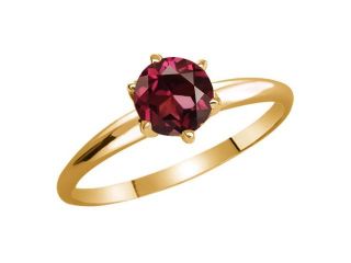 0.64 Ct Round Red Rhodolite Garnet 18K Yellow Gold Ring