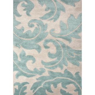 Hand tufted Blue Floral Wool/ Silk Rug (5 x 8)