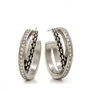 Emma Skye Jewelry Designs Crystal "X" Popcorn Stainless Steel Hoop Earrings   7965624