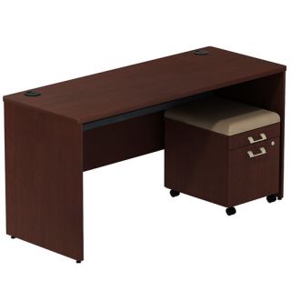 Quantum Shell/Credenza Desk and Mobile Pedestal with Cushion by Bush