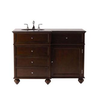 Home Decorators Collection Hampton Bay 48 in. Vanity in Sequoia with Granite Vanity Top in Black with White Basin 1794400960
