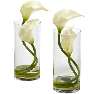 Nearly Natural Double Calla Lily Set with Cylinder