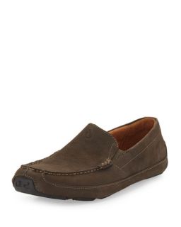 Olukai Akepa Moc Leather Loafer, Seal Brown