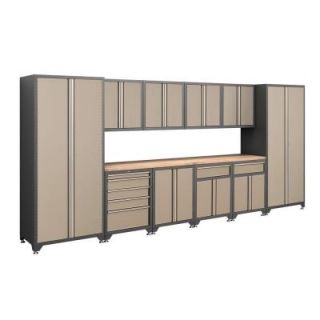 NewAge Products Pro Series 85 in. H x 184 in. W x 24 in. D Welded Steel Garage Cabinet Set in Taupe (12 Piece) 33617