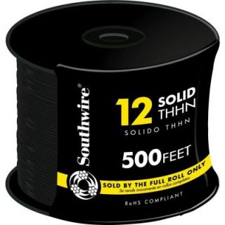 Southwire 500 ft. 12 Black Solid THHN Wire 11587358