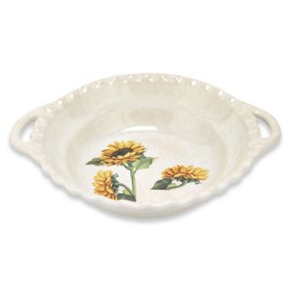 Lorren Home Trends Sunflower Round Scalloped Serving Bowl With Handles