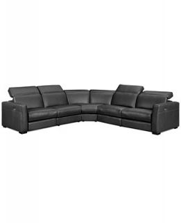 Nicolo 5 Piece Leather Reclining Sectional Sofa with 3 Powered
