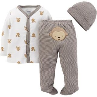 Child Of Mine by Carter's Newborn Baby Boy Footed Pant, Cardigan And Cap 3 Piece Set