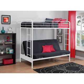 DHP Twin over Futon White Metal Bunk Bed