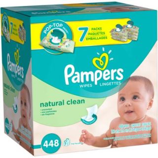 Pampers Natural Clean Baby Wipes, 448 sheets