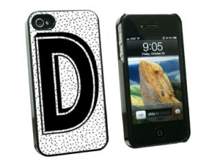 Letter D Initial Sprinkles Black White   Snap On Hard Protective Case for Apple iPhone 4 4S   Black