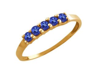 0.40 Ct Round Blue Sapphire Gold Plated Sterling Silver 5 Stone Ring