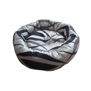 INSTEN Silver/ Black Classic Print Woven Fabric Donut Pet Bed