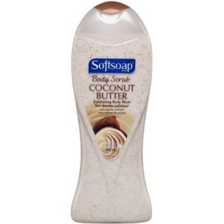 Softsoap Body Scrub Coconut Butter Exfoliating Body Wash with Jojoba Extract, 15 oz