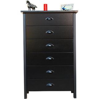 Nouvelle 6 Drawer Dresser, Black