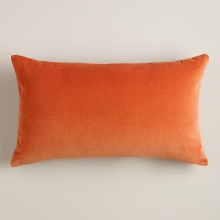 Burnt Orange Velvet Lumbar Pillow