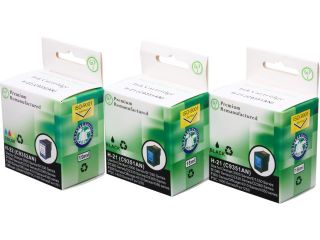 Green Project Compatible Ink Cartridge Replacement for HP  2pc. HP 21 (C9351AN) , 1pc. HP 22 (C9352AN)   3 Pack