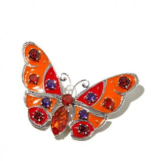 Nicky Butler Multigemstone Sterling Silver "Butterfly" Enamel Brooch   7719570