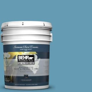 BEHR Premium Plus Ultra 5 gal. #S490 4 Yacht Blue Satin Enamel Interior Paint 775405