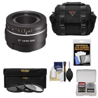 Sony Alpha 50mm f/1.8 DT SAM Lens with 3 (UV/FLD/CPL) Filter Set + Case + Accessory Kit for A37, A58, A65, A68, A77 II, A99 Cameras