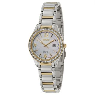 Seiko Womens SUT126 Solar Swarovski Crystal Gold plated Watch