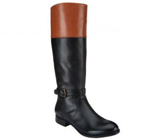 Isaac Mizrahi Live Two Tone Leather Riding Boots —