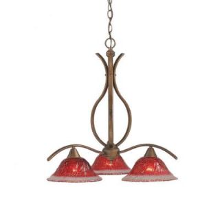 Filament Design Concord 3 Light Bronze Chandelier with Raspberry Crystal Glass CLI TL5015075
