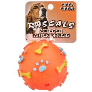 Rascals Vinyl Bone Print Ball for Dogs   Orange 2.5 in Diameter