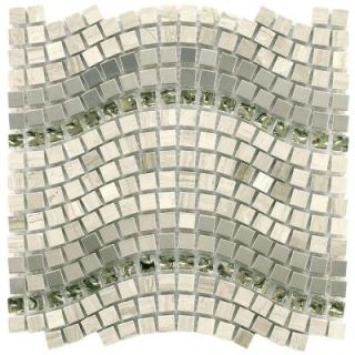 Merola Tile Tessera Wave Mercury 11 3/4 in. x 12 1/4 in. x 8 mm Glass, Stone and Metal Mosaic Wall Tile GSDTWVMC