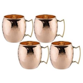Old Dutch International 16 oz. Solid Copper Hammered Moscow Mule Mug with Unlined Non Lacquered (Set of 4) OS429H