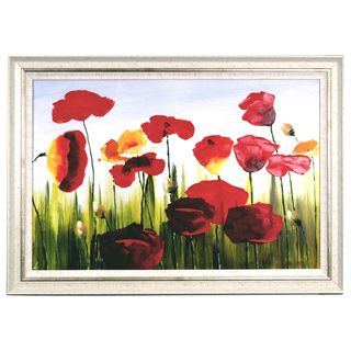 Lively Tulips Hand Painted Framed Canvas Art