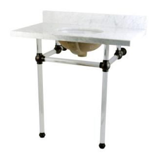 Kingston Brass Washstand 36 in. Console Table in Carrara White with Acrylic Legs and Connectors in Oil Rubbed Bronze HKVPB36MA5