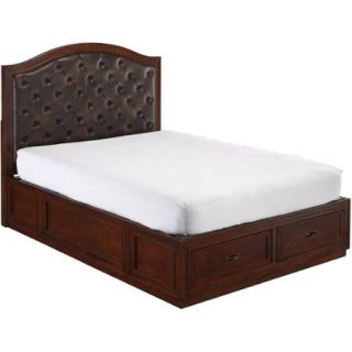 Duet King Tufted Diamond Camelback Bed, Brown Leather